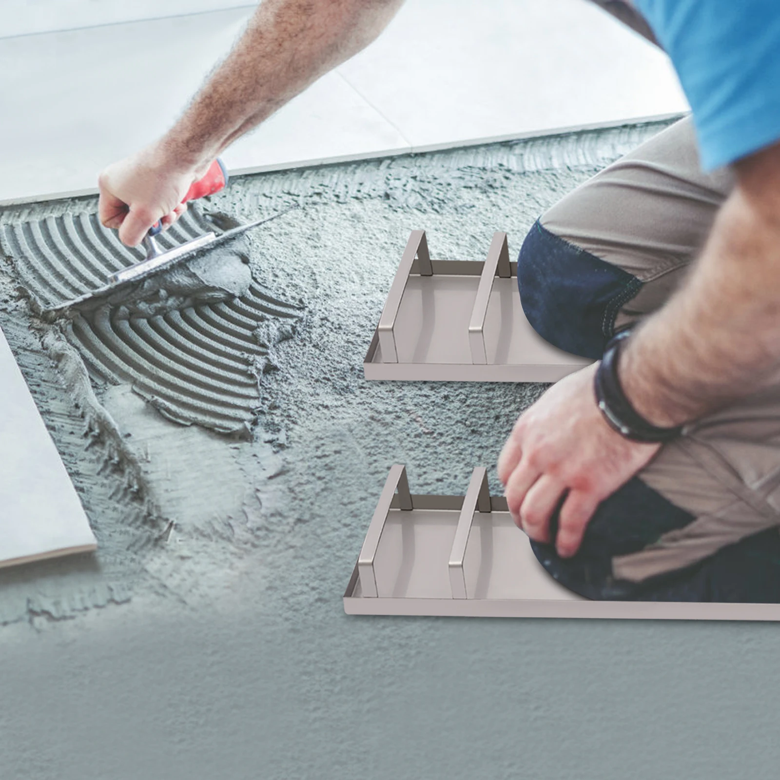 Rodilleras de acero inoxidable para construcción, rodilleras de cemento, par de rodilleras, herramientas de trabajo para acabado de hormigón