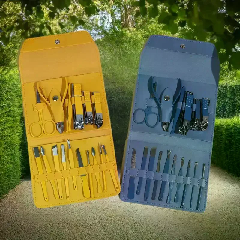 ชุดอุปกรณ์ดูแลเล็บระดับพรีเมียม 16 ชิ้น สำหรับใช้ในบ้าน ทำจากสแตนเลส พร้อมชุดตัดเล็บเท้า และกระเป๋าเดินทาง