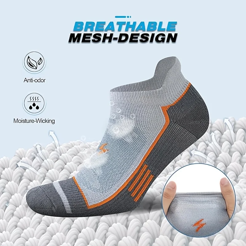 6 Pack Men's Athletic Socks Thick Cushioned Breathable Moisture Wicking for Running Hiking view 2