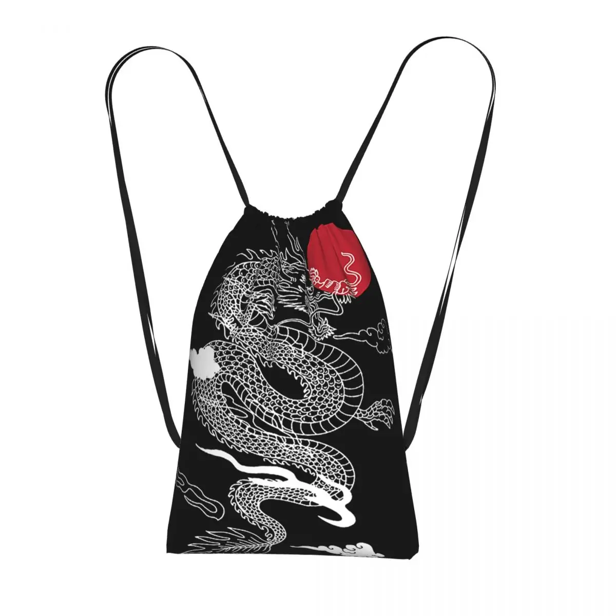 

Dragon Red Moon Pattern Backpacks Casual Drawstring Bundle Pocket Sports Bag Book Bags for Man Woman Students