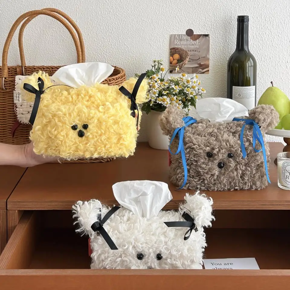 Cute Fluffy Dog Tissue Box Cover – Creative Home Decor for Desk, Dorm & Living Room image 4