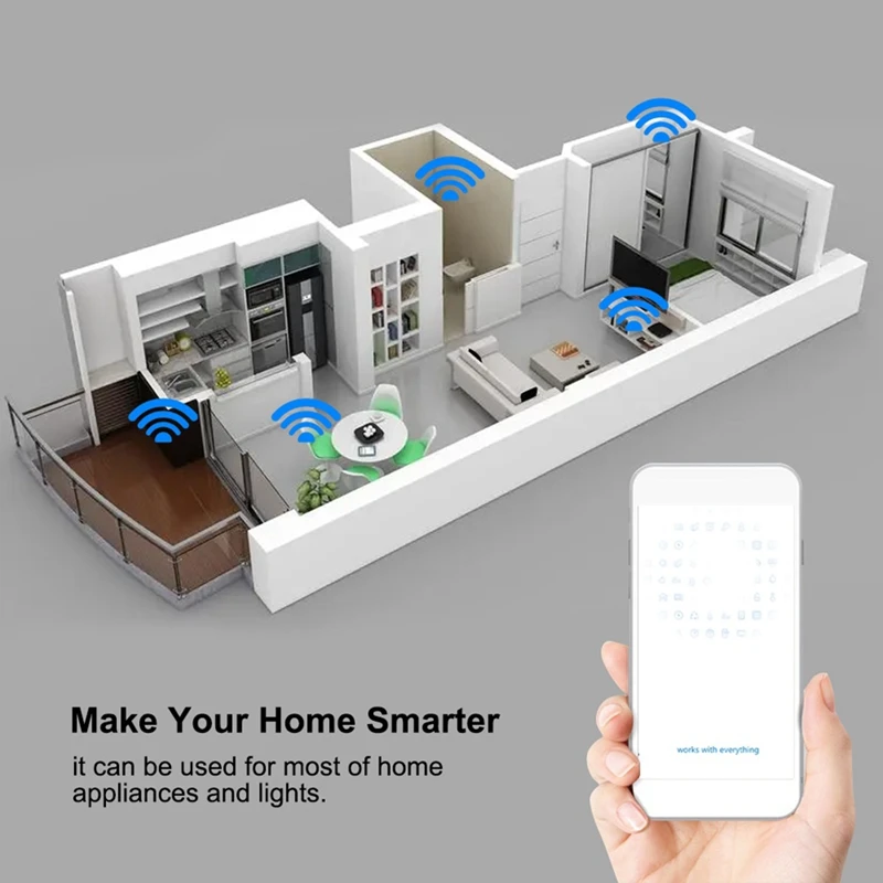 White Module Plastic Module With Case 85-250V On Off Controller 4CH 2.4G Wifi Remote For Alexa Google Home