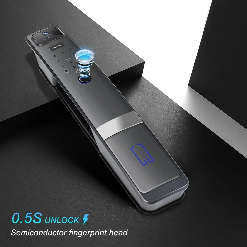 2025 Electronic Tuya APP Camera 3D Face Recognition Screen Fingerprint Smart Door Camera Lock