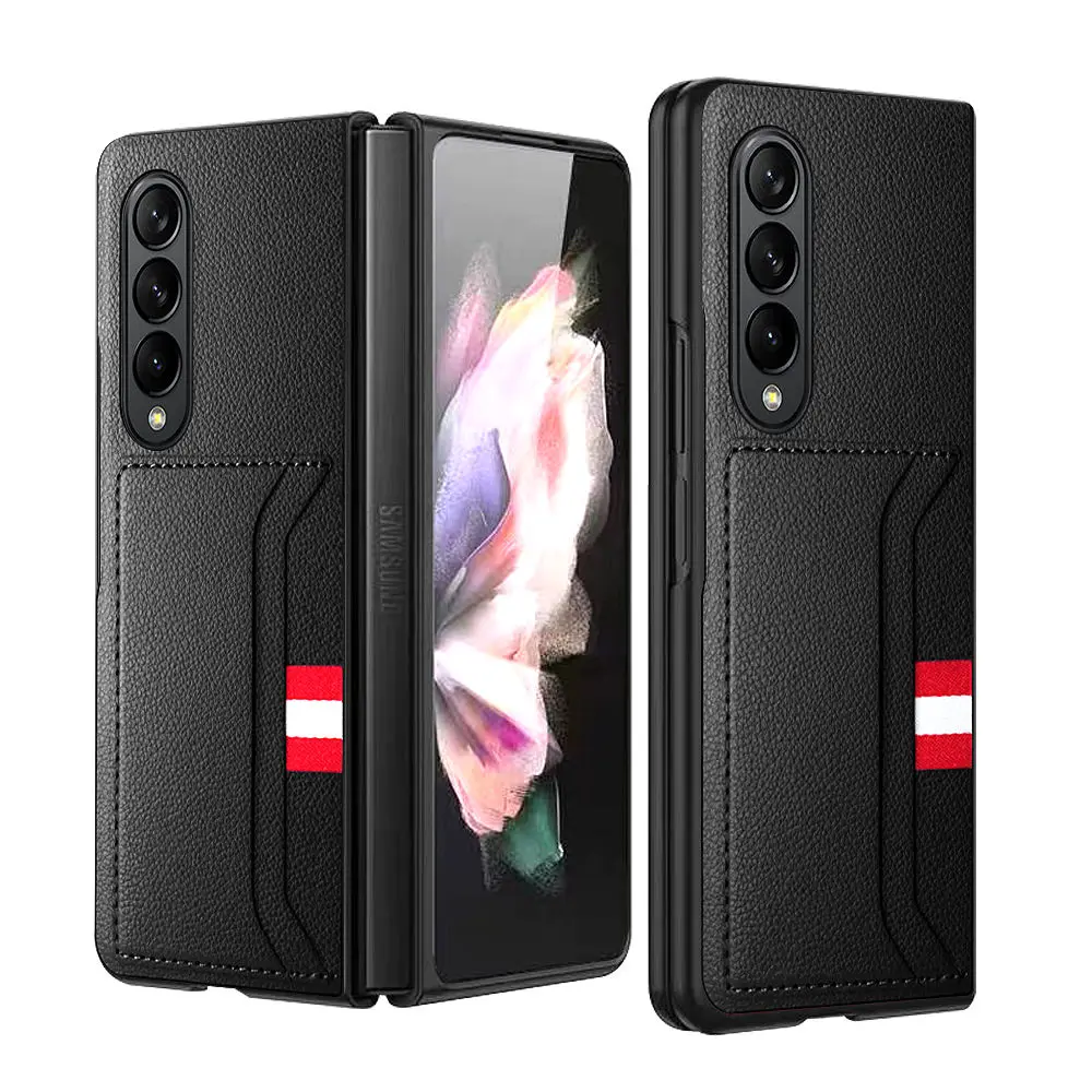 

Premium lychee pattern Leather Case for Samsung Galaxy Z Fold 4 5G Fashion with Card Holder Shockproof Cover for Galaxy Z Fold 3