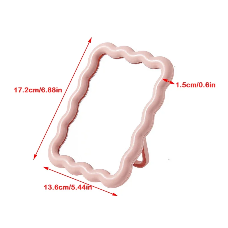 مرآة مكياج مموجة لسطح المكتب بلون سادة، مرآة مكياج محمولة بسيطة قابلة للطي، مرآة لطيفة مدمجة للطلاب #6