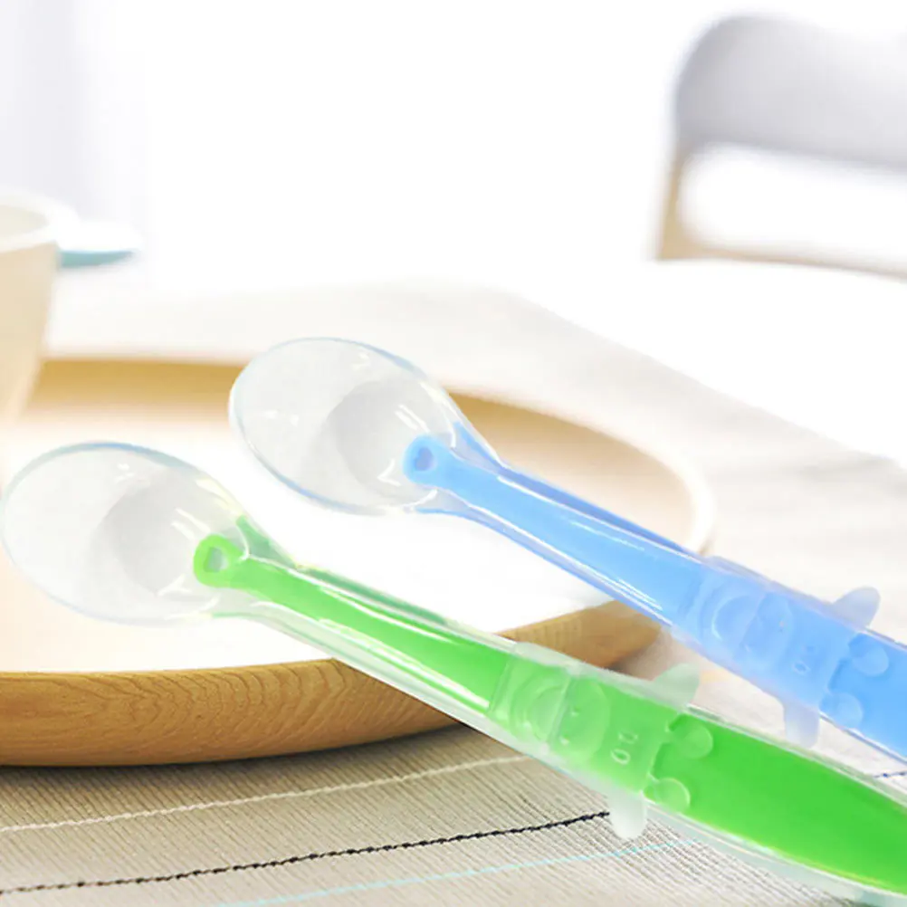 

4Pcs Baby Silicone Spoons Non-Slip Handle Feeding Spoon Infant Complementary Food Training Feeding Tool Silicone Baby Spoon