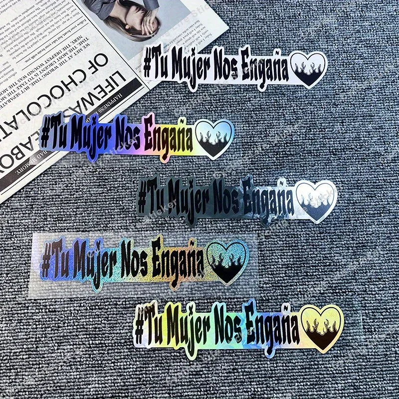 

1 шт. Edgy Attitude — тематическая « # Автомобильная наклейка Tu Mujer Nos Engaña, автонаклейка с подставкой, отличительный предмет для автомобильного стиля