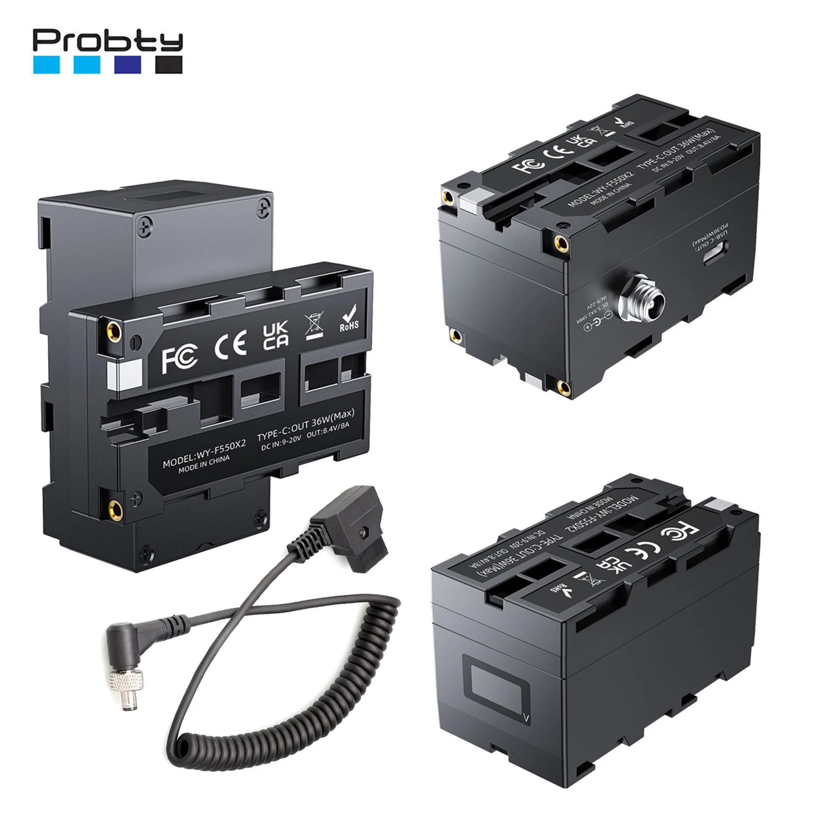 Dual-Side NP-F Dummy Battery Adapter NP-F550/F750/F970 for Camera Monitor Wireless Transmitter D-tap to DC 5.5*2.5mm Cable