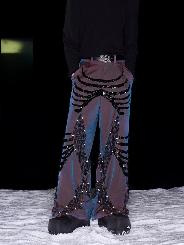 

Start Exceed End Men's Casual Pants Dstring Wide Leg Autumn Winter Loose Fit Patchwork Design Youthful Sle Straight Tube