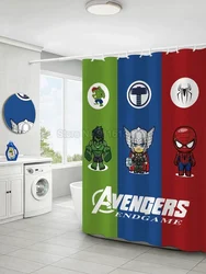 Q Version of The Avengers Shower Curtain Waterproof Shelter Anime Merchandise Fabric for Bathroom with Hooks 150x180cm