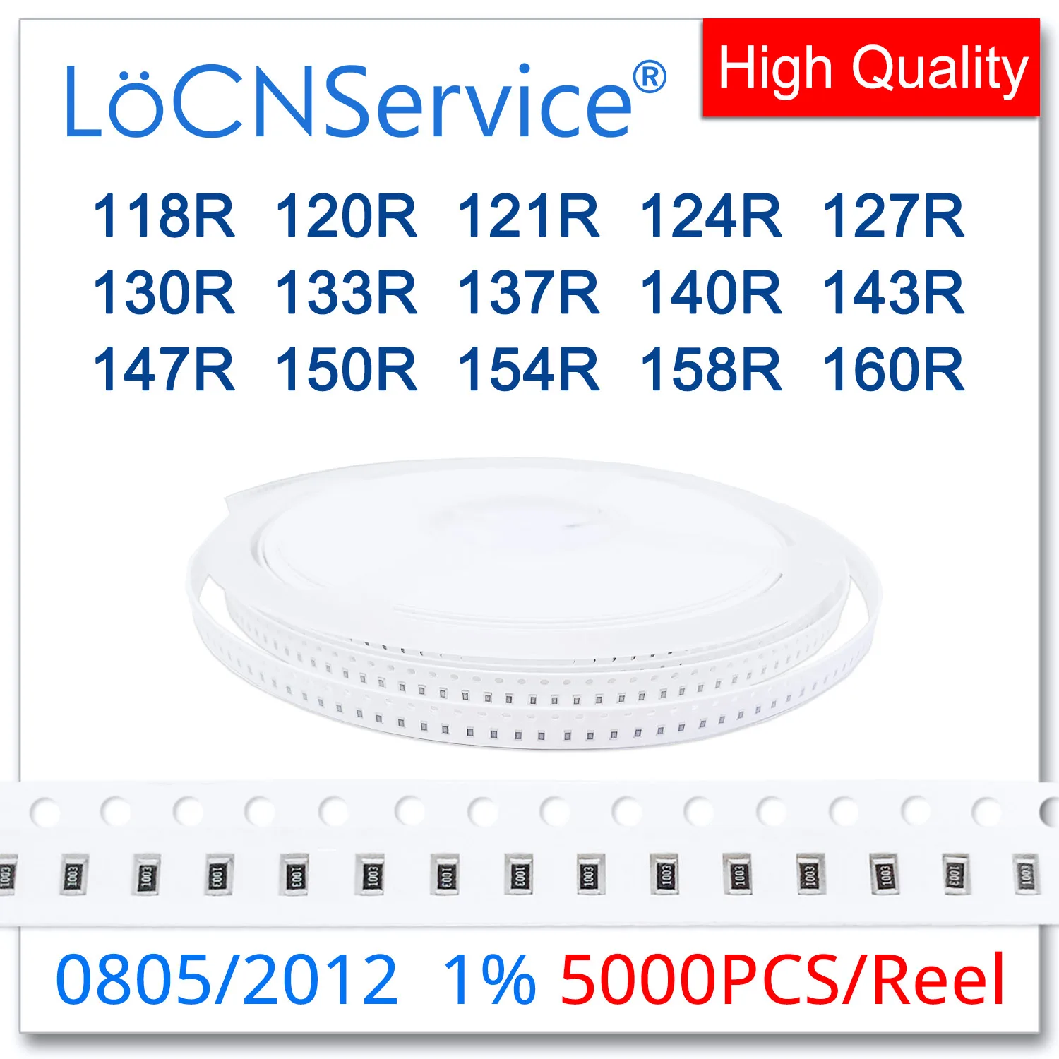 LoCNService 0805 1% 5000PCS 118R 120R 121R 124R 127R 130R 133R 137R 140R 143R 147R 150R 154R 158R 160R 2012 ตัวต้านทาน OHM
