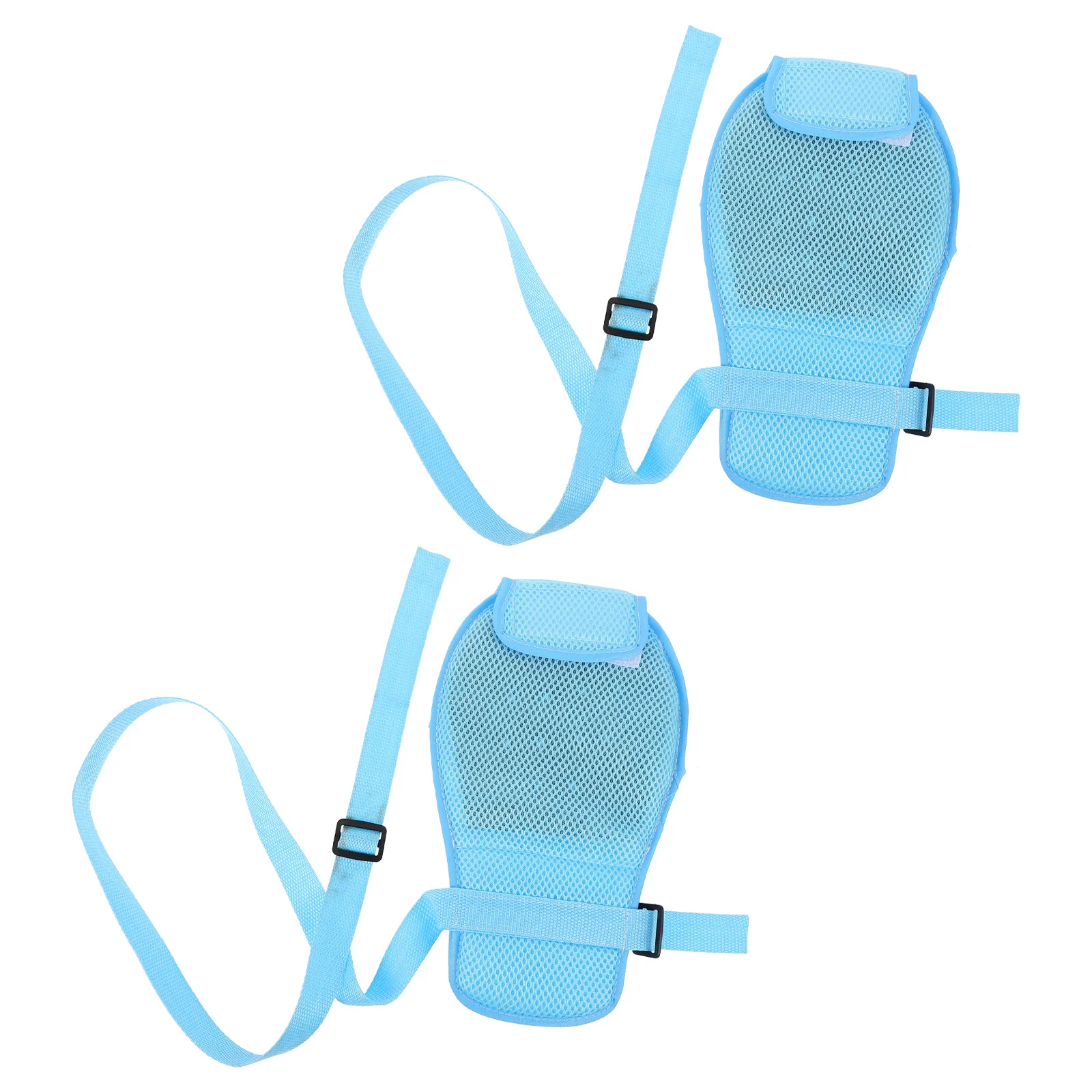 

2Pcs Breathable Restraint Gloves Sky-Blue Adjustable Finger Control Mitts for Patient Safety Hand Fixation Protection