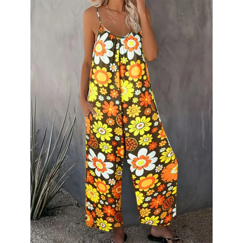 

Cross-border New European and American Large Size Floral Print Bohemian Style Camisole Women's Clothing