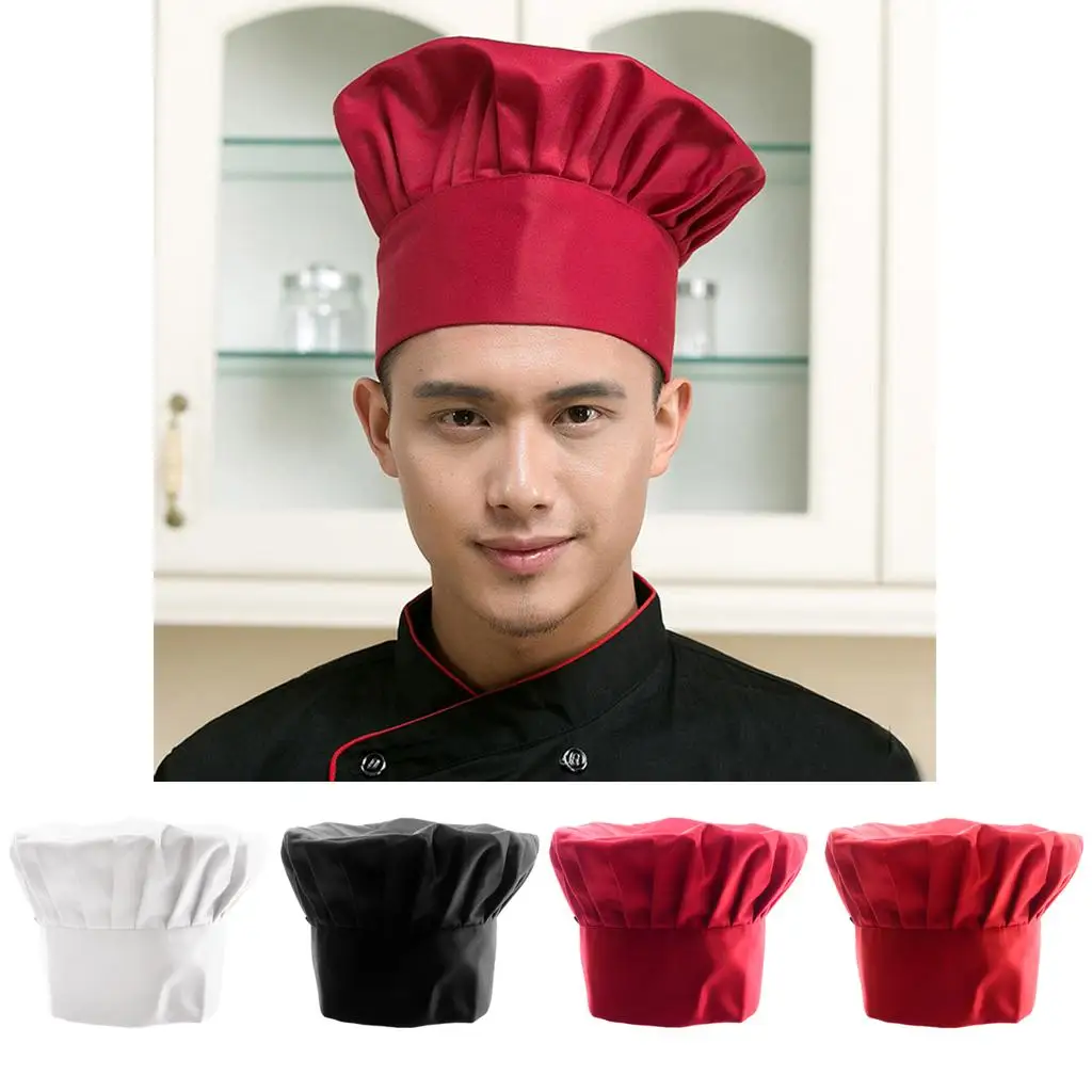 Breathable Chef Kitchen Hat Elastic Cotton Cap for Restaurant Uniform Food Service Bakery