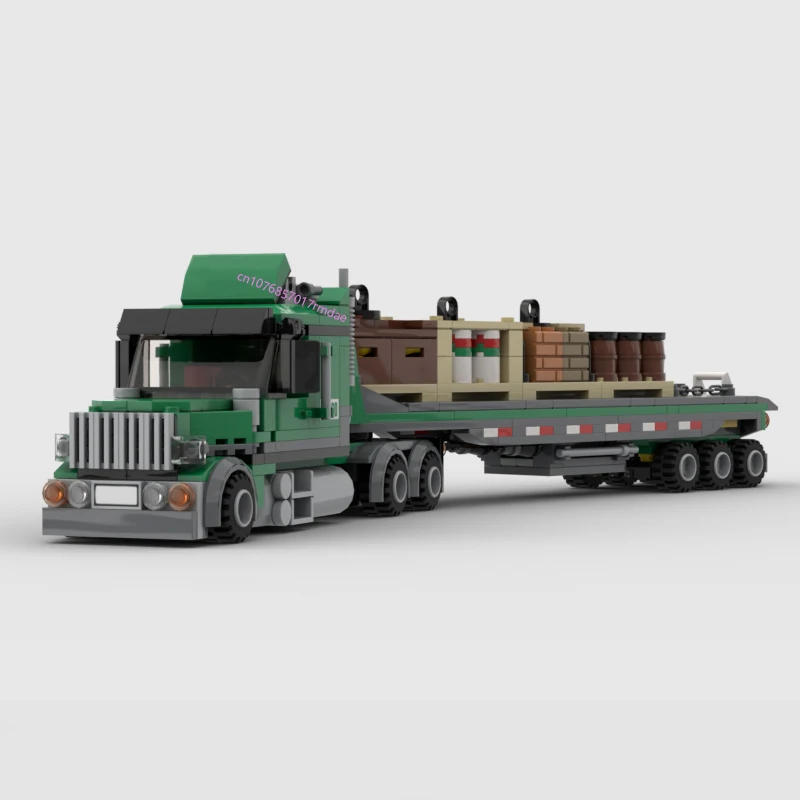 547Pcs Moc Building Bricks Model Cargo Truck And Flatbed Trailer Technology DIY Blocks Gifts Toys For Children DIY Sets Assembly