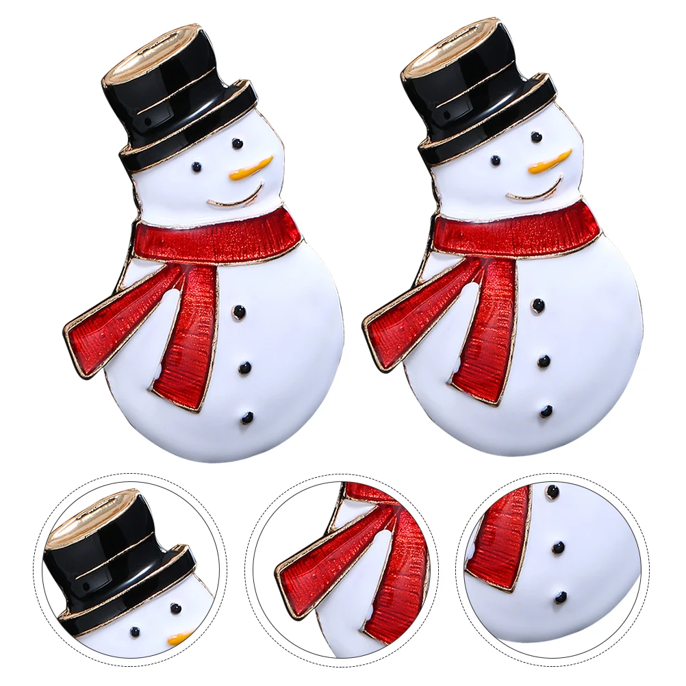 

2 PCS The Gift Delicate Brooch Jackets Pin Alloy Breastpin Snowman Badge Creative