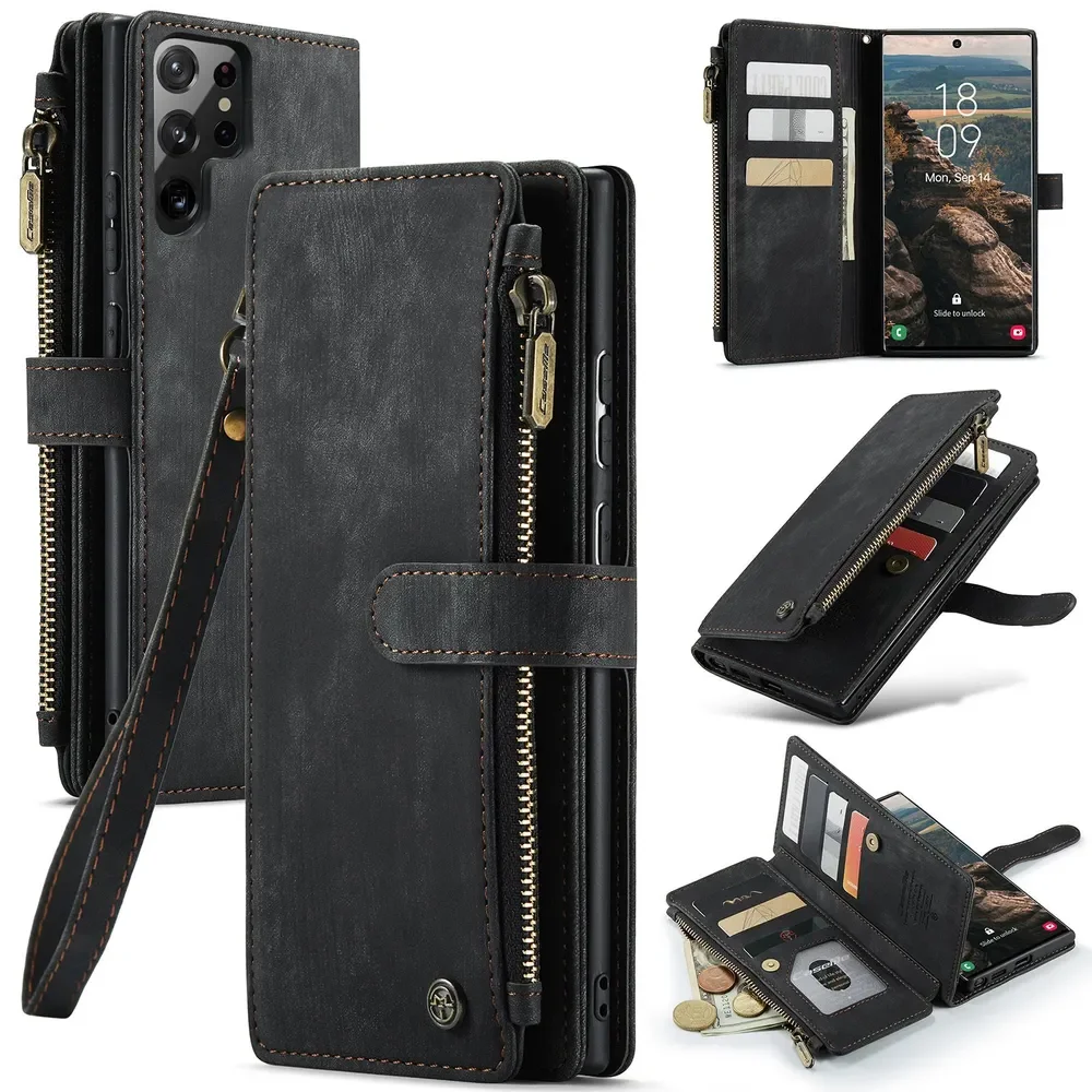 

Flip Leather Phone Case For Samsung Galaxy S22Ultra Magnetic Wallet Card multifunctional Bag Back Cover