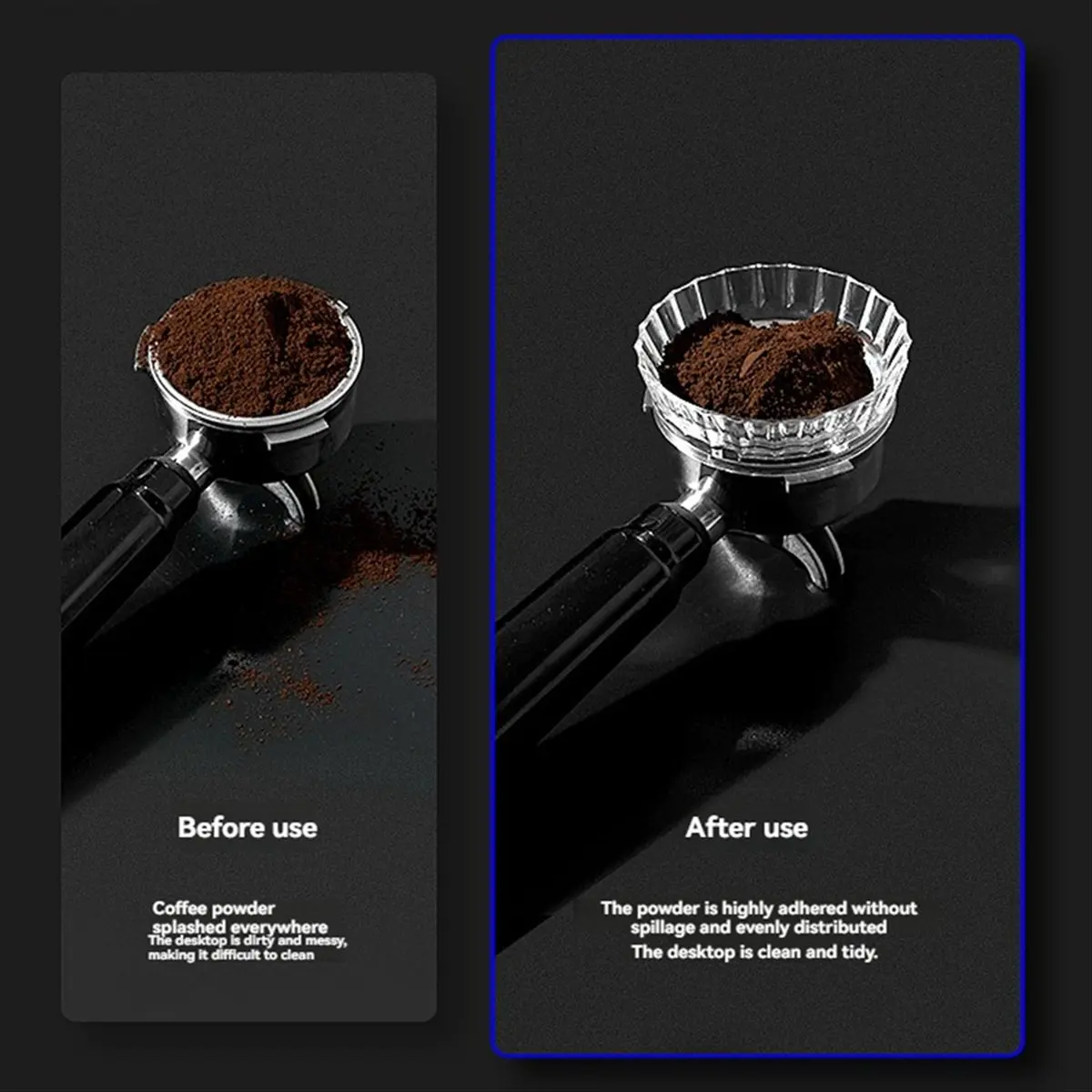 A62K Coffee Powder Ring Espresso Machines Transparent Anti-Fly Powder Collecting Ring Coffee Handle Anti-Fly Powder Ring 51MM