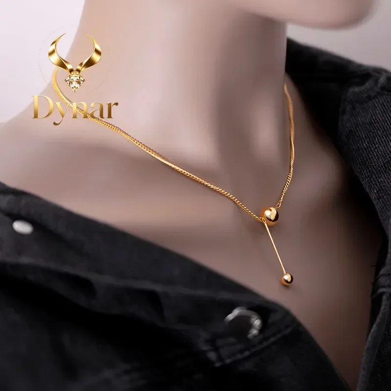 

Dynar Jewelry 9999 24K Yellow Gold Tassel Light Bead Ball Clavicle Chain, a Statement Piece