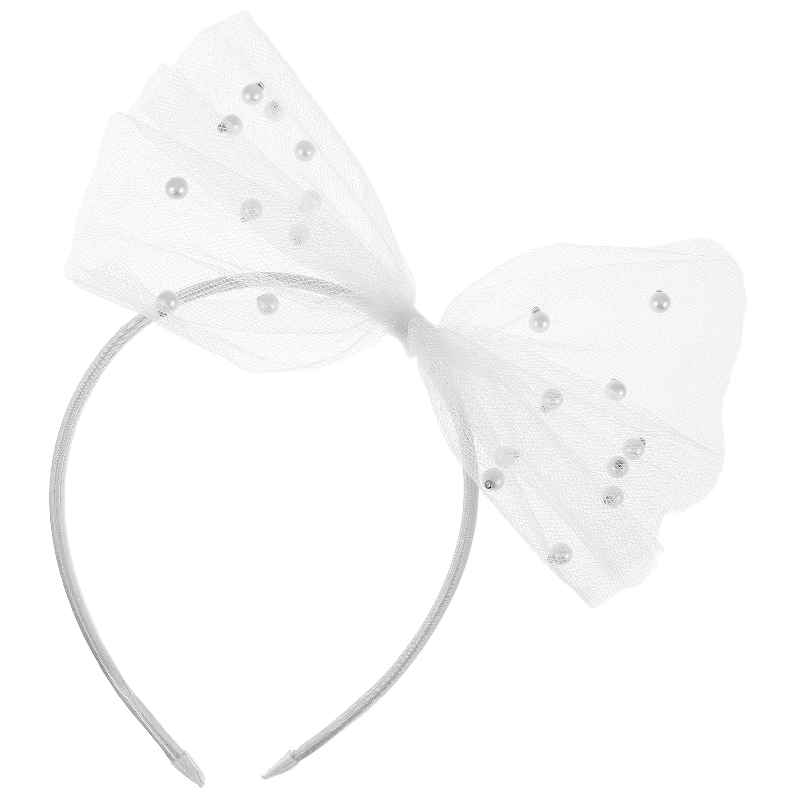 

Party Bowknot Headband Wide Tulle Bead Embellished Bow Hairband Bridal Festival Holiday Cute Hair Accessories Women Girl
