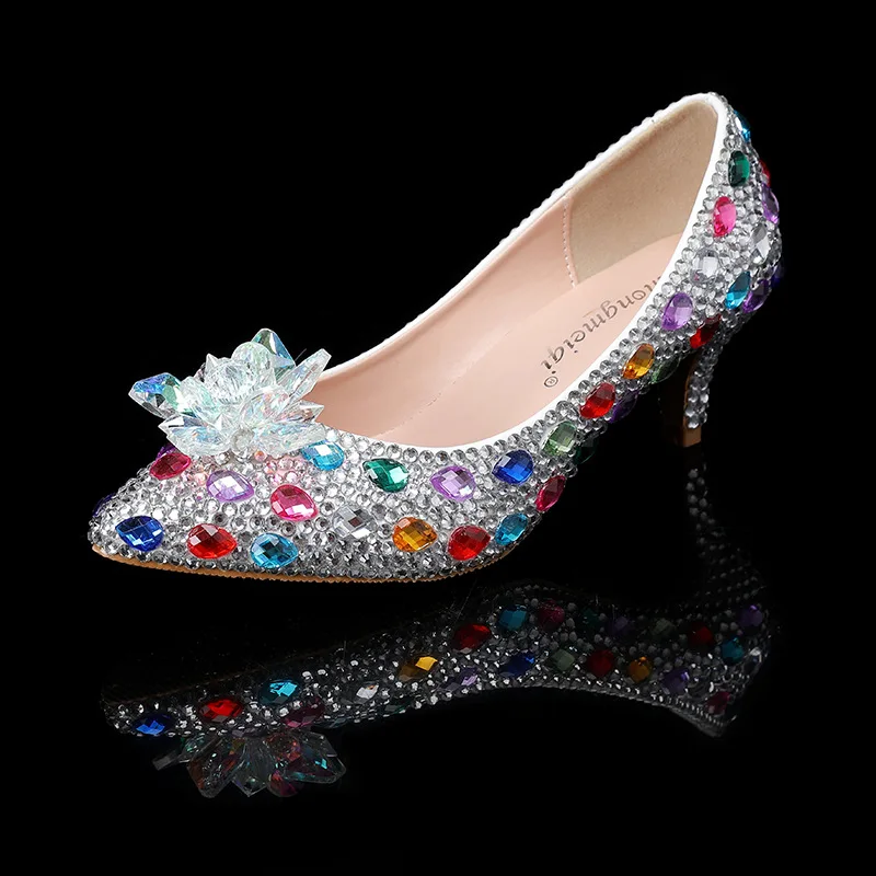 

2026 Spring and Autumn New Women's Shoes Pointed High Heels Crystal Diamond Wedding Shoes Banquet Women's Single Shoes