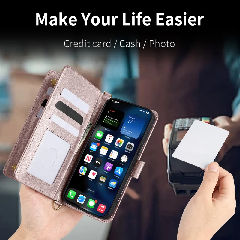 For Ulefone Note 18 Ultra case keychain wristlet Shoulder Bag PU Leather Back Case Cover Phone Accessories