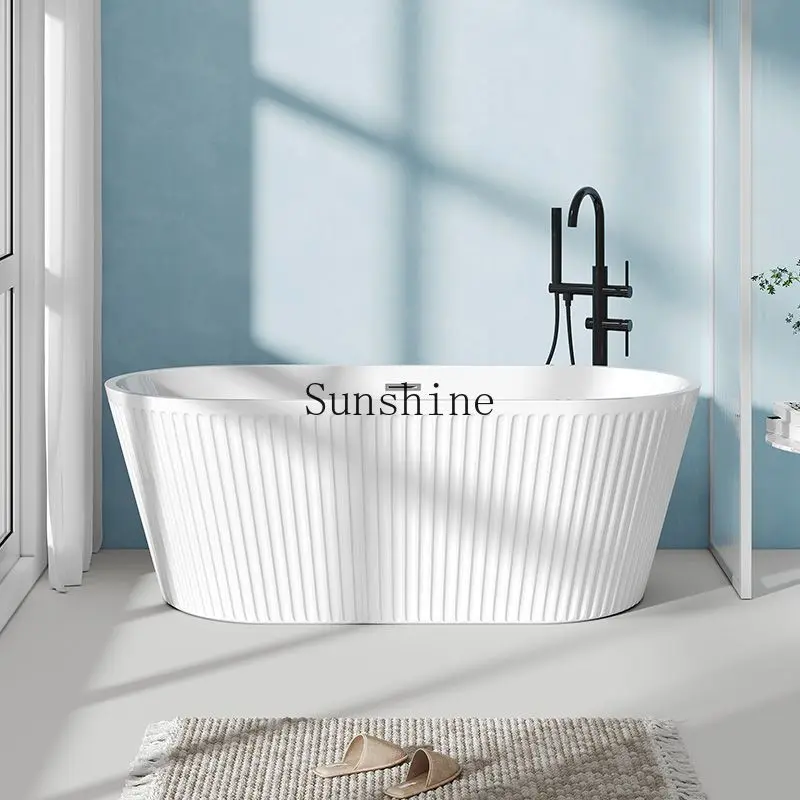 

Acrylic independent wavy pattern household bathtub hotel homestay small apartment integrated with thermal insulation