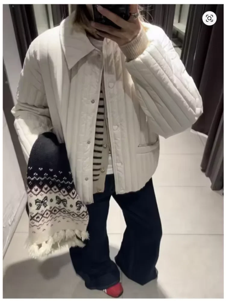 

Модная свободная куртка женская элегантная хлопковая стеганая куртка с сердечком и отложным воротником с длинным рукавом стеганые легкие хлопковые куртки