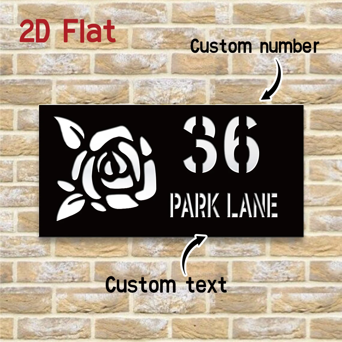 1pc Custom Number&Text Flower Rose Acrylic Double Layer House Number Sign,Address Door Number,Home Apartment Mailbox Decor