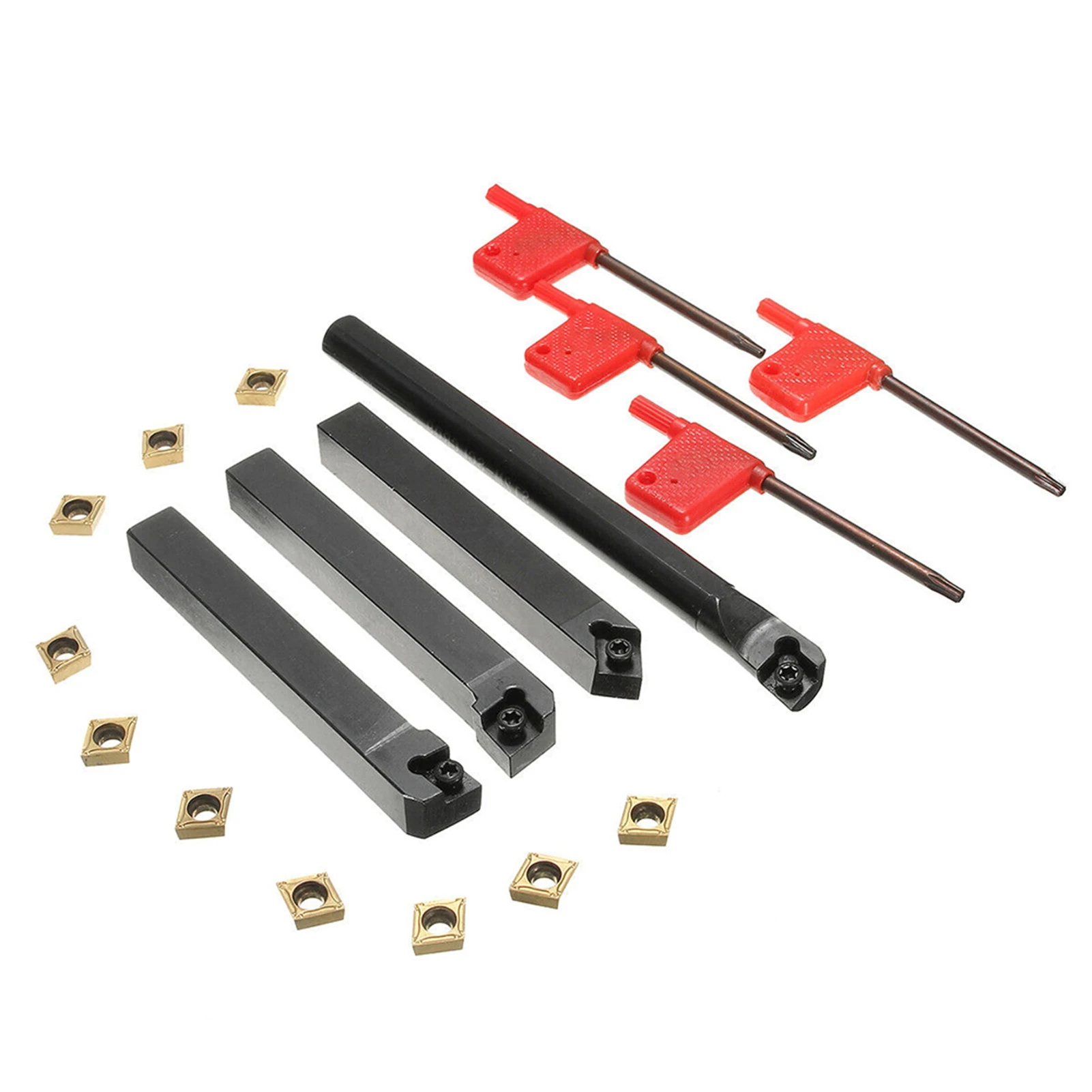 Portautensili per tornio + inserti in metallo duro CCMT09T304 + chiave T15 utensile per tornio portautensili per tornio chiave T15