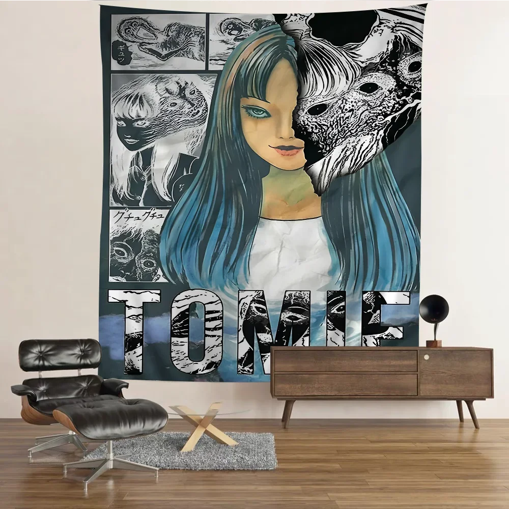 Horror Anime Tomie Junji Ito Hippie Wall Hanging Tapestries Bohemian Wall Tapestries Mandala INS Home Decor