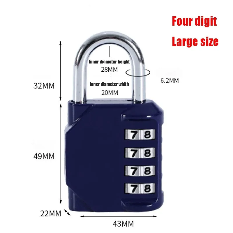 Reizen Hangslot Anti-diefstal Rugzak Klein Hangslot Resetbaar 3/4 Cijfercombinatie Koffer Wachtwoord Codeslot Bagage Hangslot