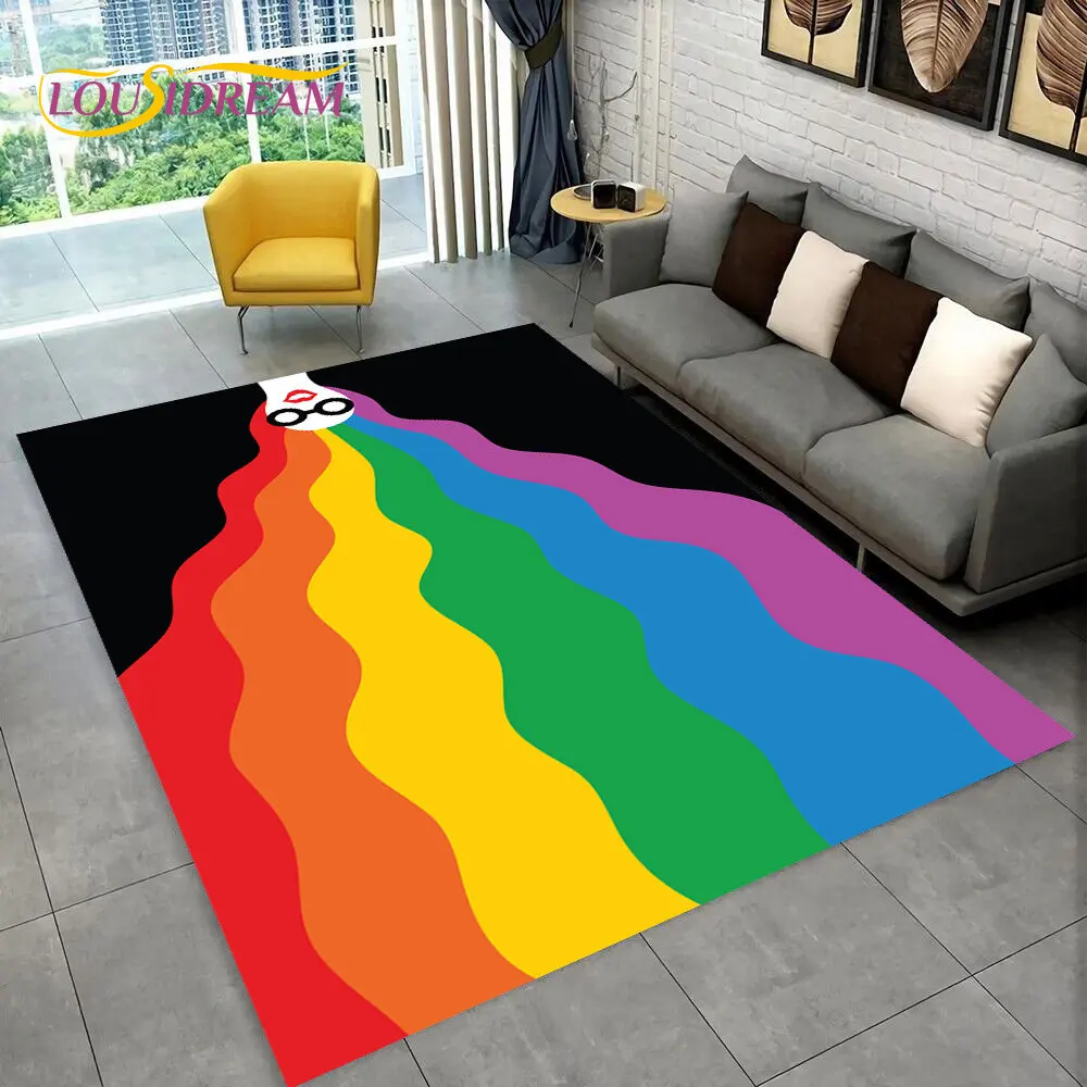 Illusion Rainbow Chromatic Colour Area Rug,Carpet Rug for Home Living Room Bedroom Sofa Doormat Decor,kids Non-slip Floor Mat 3D