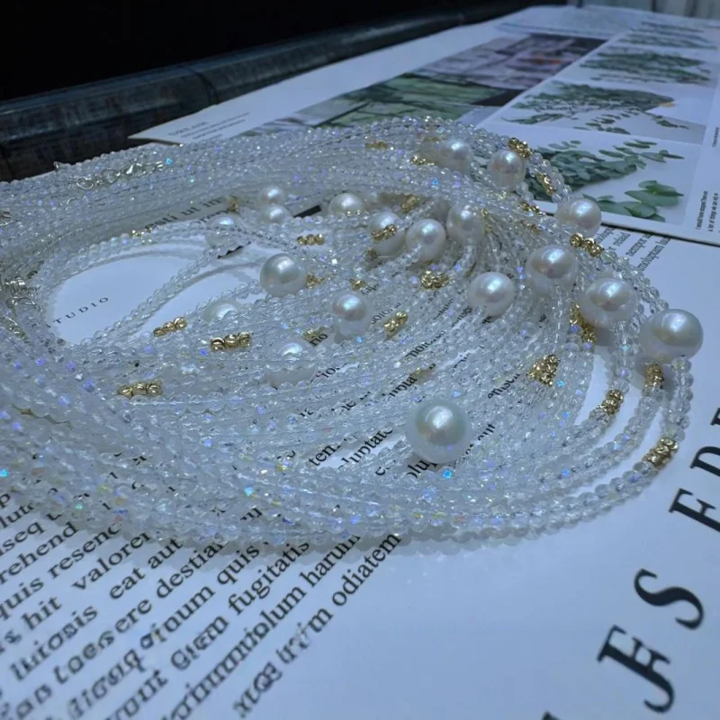 White Black Austrian Crystal with Edison Pearl Classic Simple Elegant Pearl Near Round Slightly Flawed for Women