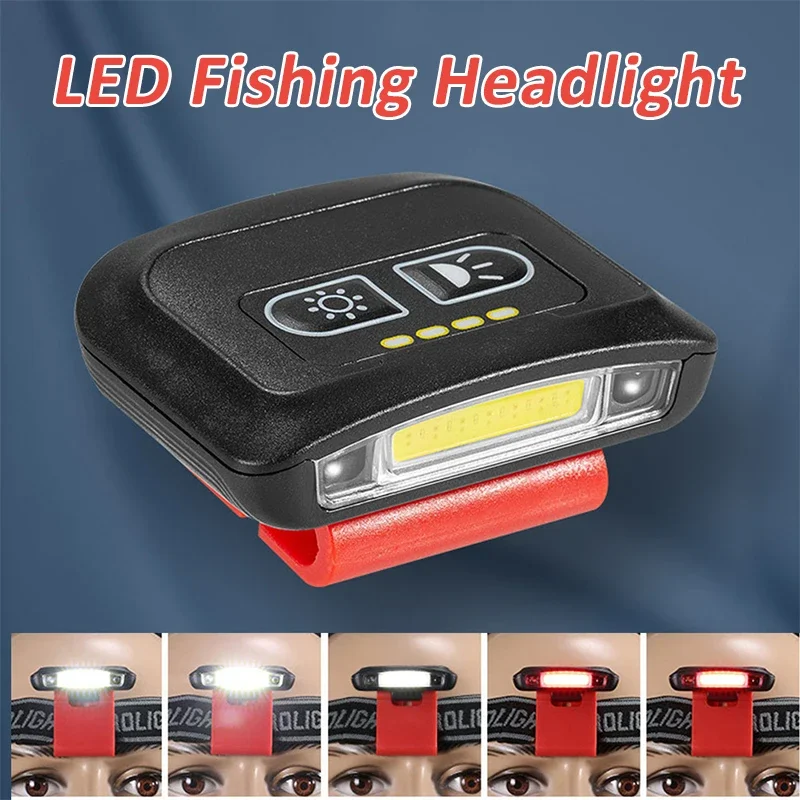 Mini LED Headlamp Hat Clip Light Rechargeable Fishing Headlight Cap Clip Light Camping Headlamp Emergency Lighting Flashlight