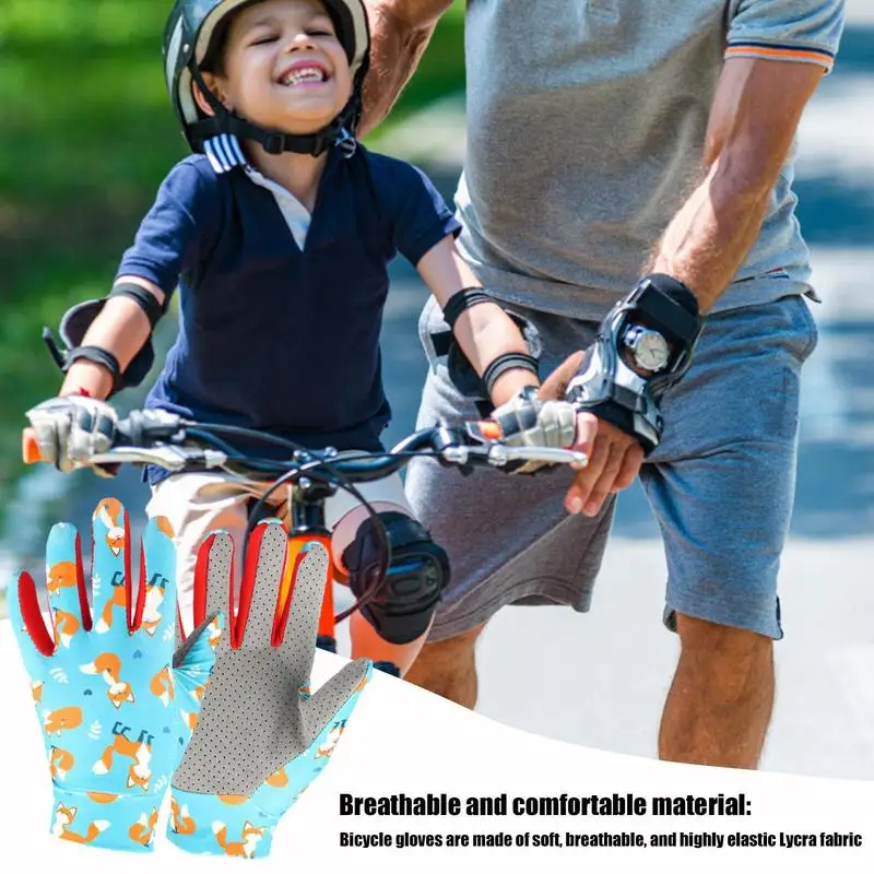 Guantes de bicicleta de seda de hielo para niños, protección solar para niños pequeños, guantes de dedo completo para montar en rodillo, pesca,