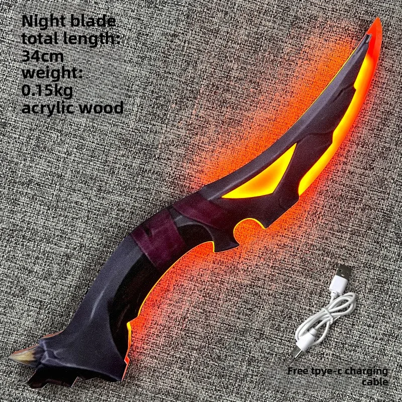 Cuchillo Katana nocturno acrílico Valorant de 31cm/12,2 pulgadas, modelo LED, accesorios, periféricos de juego, juguete luminoso, coleccionable, Cosplay, regalo para novio