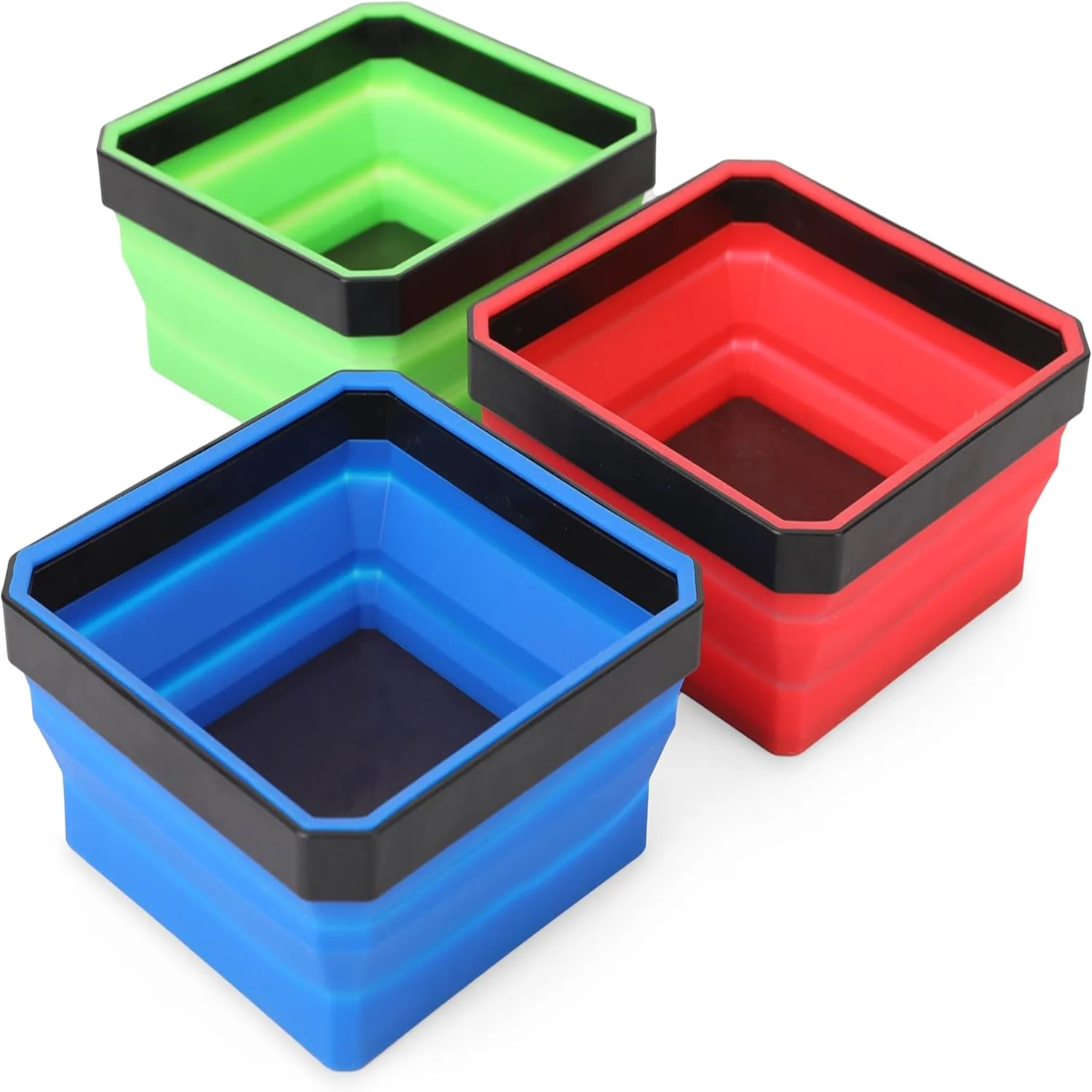 

PR1ME Collapsible Parts Tray Set, Foldable Tray, Pieces 4.25 inch Silicone Bowls with Base Stores and Organizes and Tools