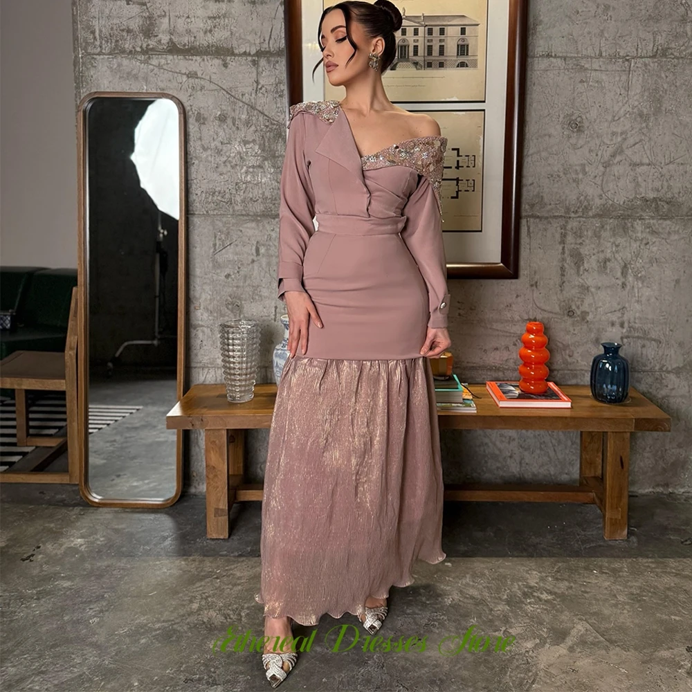 Elegantes, maßgeschneidertes Abendkleid aus Organza, klassische Ballkleider mit langen Ärmeln, zarte Knöpfe und Pailletten, Kleider für besondere Anlässe