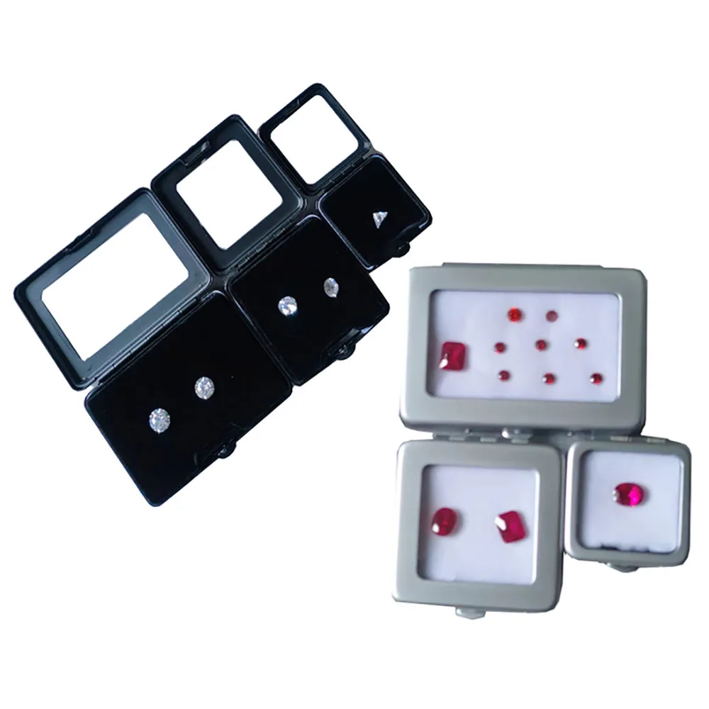 Metal Slide Buckle Gemstone Display Box Loose Diamond Jewelry Storage Case Glass Cover Pendant Beads Gems Stone Package Gift Box