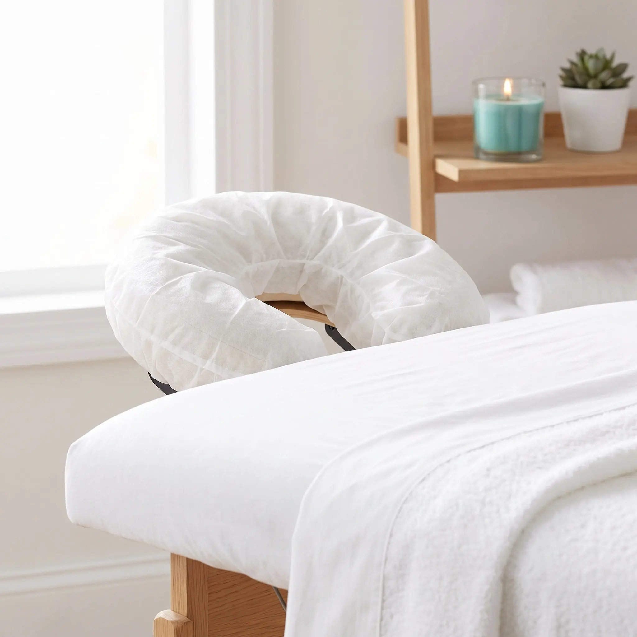 50Pcs Disposable U-Shaped Pillowcase Non-Woven Headrest Covers Breathable Latex-Free for Spa Acupuncture Salon Travel Facial