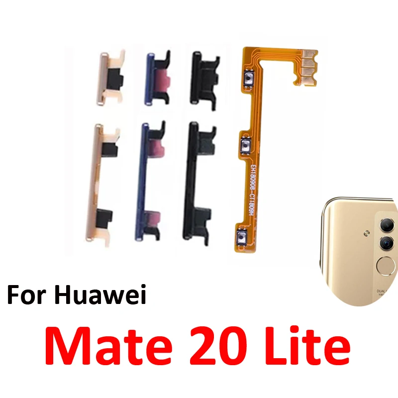 Phone Power Volume Button For Huawei Mate 20 Lite New On Off Up Down External Key Internal Flex Cable Ribbon Parts Black