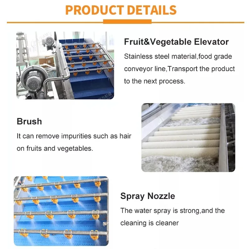 Industrial Bubble Washing Machine for Potato Carrot Vegetable Pineapple Fruit Cleaning Core Components PLC Gear Pump Engine