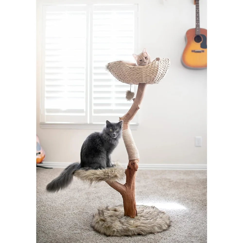 Wooden Cat Tree Tower, Modern Single Branch Condo, Wood CatTree, Furniture for Cat, CatLover Gift, Cat Furniture