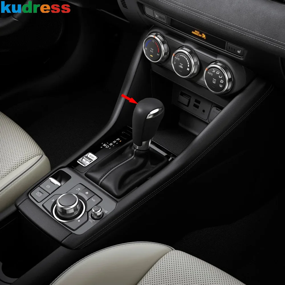 Car Gear Shift Knob Head Frame Cover Trim For Mazda CX3 CX-3 2017-2020 2021 2022 2023 2024 Carbon Fiber Interior Accessories