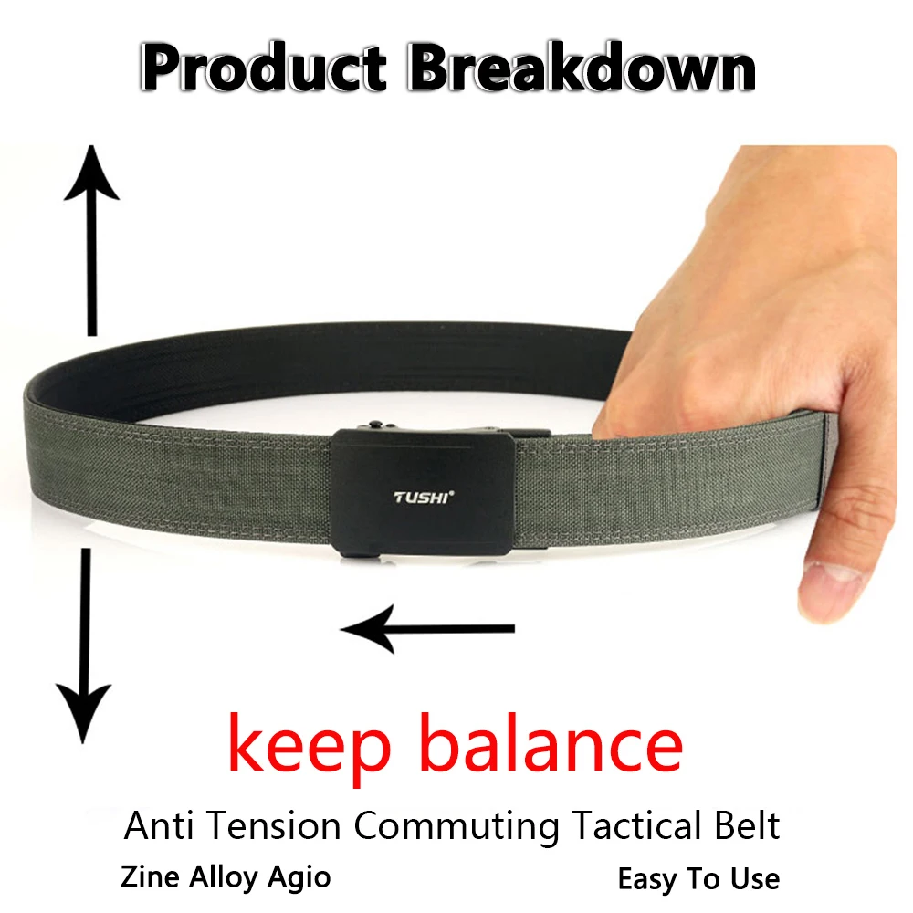 TUSHI 2025 EDC حزام تكتيكي للرجال سبائك الزنك مشبك تلقائي قوي نايلون الشرطة واجب حزام المسدس العسكري الأزرق حزام غير رسمي الذكور #6