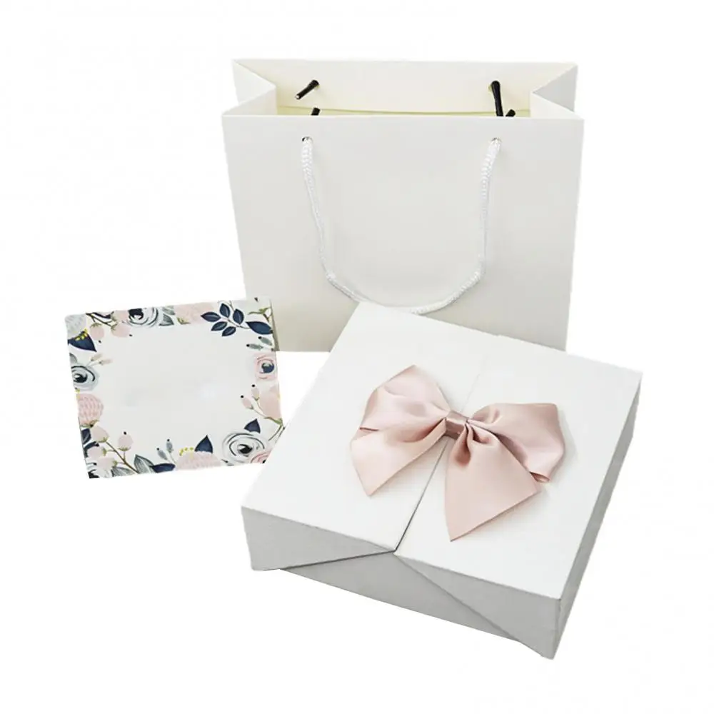 Square Double Door Bowknot Design Jewelry Lipstick Gift Packaging Display Case