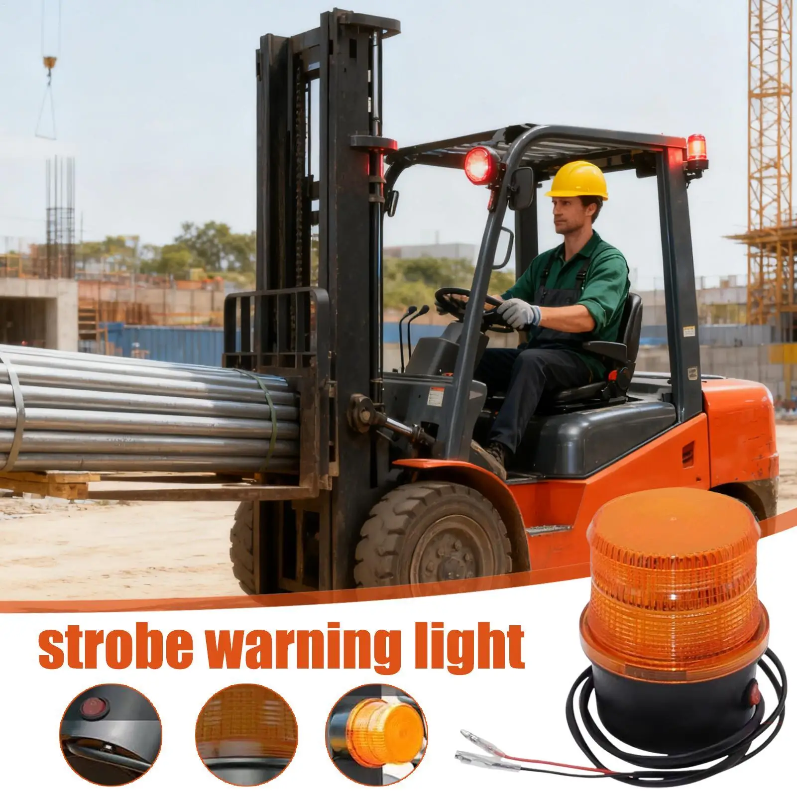 

Universal LED Strobe Warning Lights DC12-72V LED Safety Warning Lamp Magnetic Waterproof Sound Switches Yellow Light