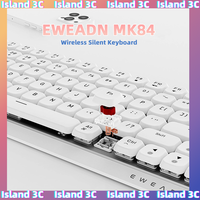 EWEADN MK84 Wireless Bluetooth Mechanical Keyboard Silent Low Profile Gaming Tri-mode Slim Aluminum Panel Accessories Girl Gifts
