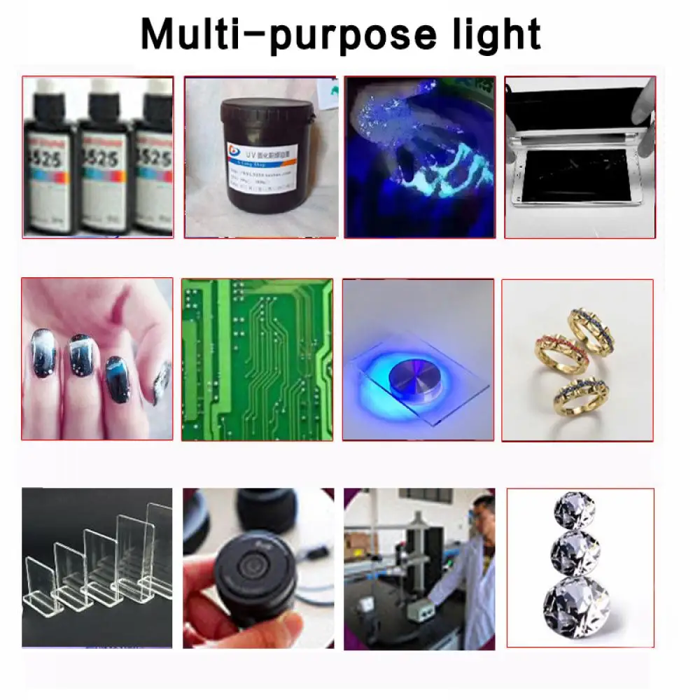10W High-Power UV Light 395nm 365nm Curing Lamp Shadowless Glue Glass Acrylic Green Oil Curing Mobile Phone Repair Curing Light